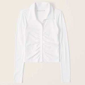 Brand New, Abercrombie Long-Sleeve Ruched Polo Top